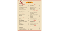 Restaurant menu